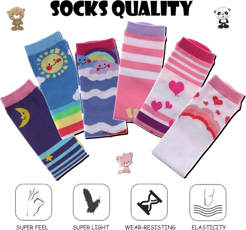 SDBING Kids Girls Knee High Socks Crazy Funny Gift Novelty Soft Cute Animal Dress Long Socks 6 Pairs - Image 5